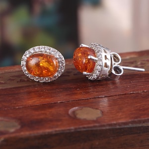Earlobe Amber Stud Earrings Minimalist Stud Earrings 925 Sterling Silver Jewelry Earrings Bohemian Earrings Bridesmaid Earrings Gift her