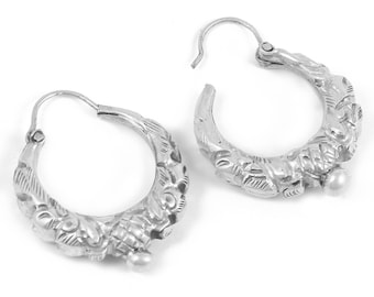 Orecchini pendenti vintage in argento sterling e peltro con piume - Italia