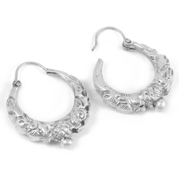 Boucles d'oreilles en argent 925 Sterling Silver 1 pouce Bijoux Vintage Napali Boucles d'oreilles Bijoux faits à la main Art Daco