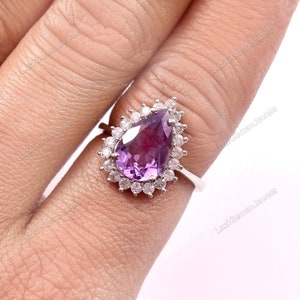 Natural Purple Amethyst 925 Sterling Silver Ring- Amethyst Designer Oval Shape Ring- Christmas Gift - February Month Birthstone