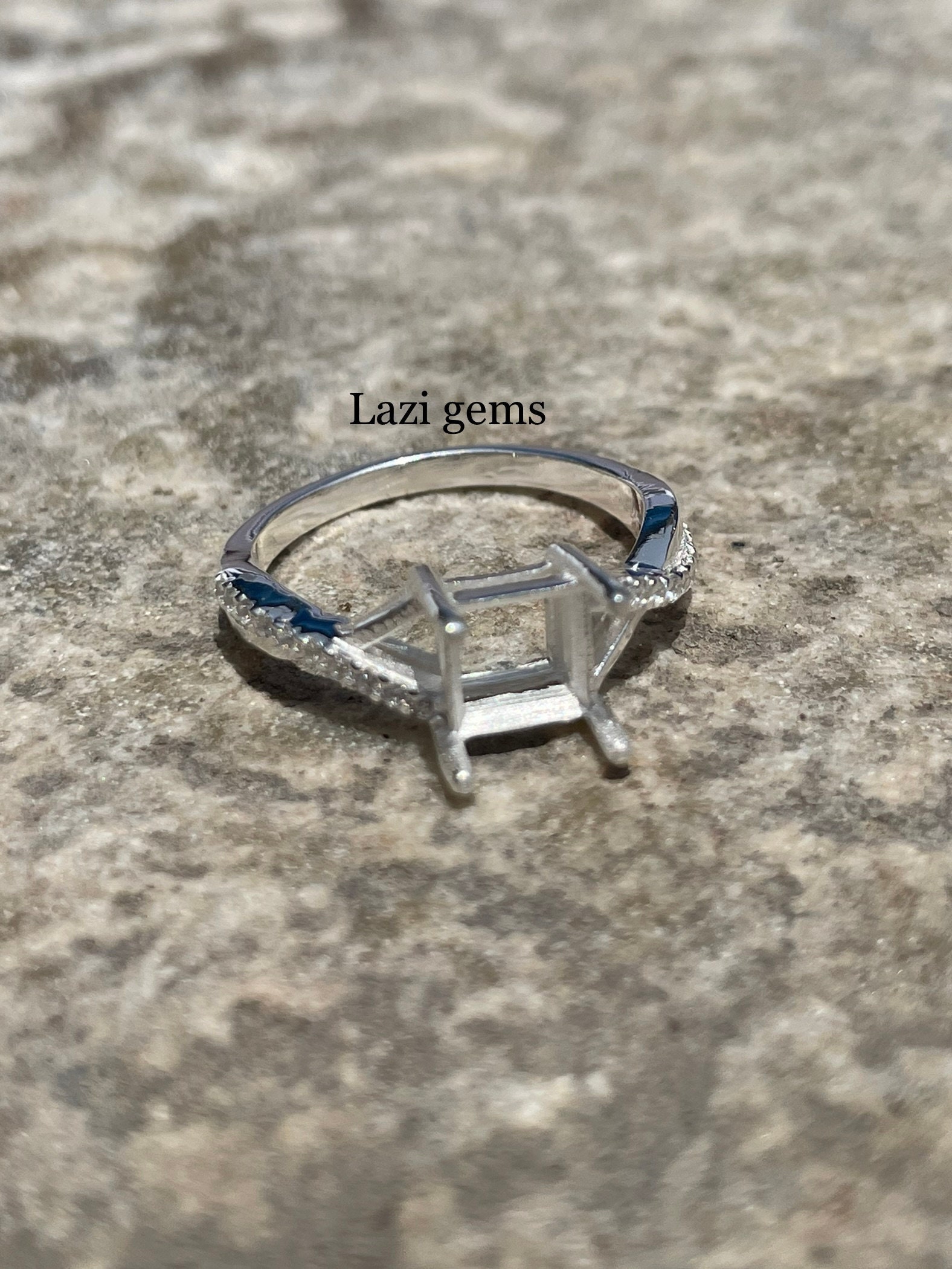 Monture De Bague En Argent 925 - Pour Pierre Carrée 5x5mm - Toutes Tailles - Neuf Sans Boîte