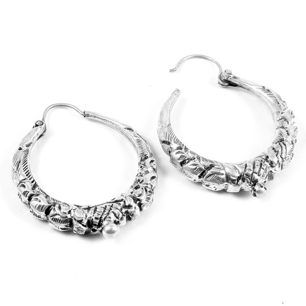 Boucles d'oreilles créoles en argent sterling 925 pour femmes, bijoux tendance, boucles d'oreilles vintage, bijoux Napali, bijoux Art Daco, boucles d'oreilles en cadeau