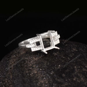 6x8 MM Rectangle Semi Mount Ring-Bride Ring-Without Stone Ring-Wedding Ring-Women Ring-925 Sterling Silver Ring- Prong Setting Ring