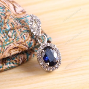 Natural Blue Sapphire Pendant 925 Sterling Silver Genuine Sapphire Zircon Necklace Minimalist Dainty Pendant Bohemian Charm Gift For Her Mom