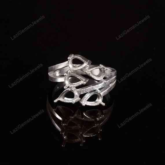4x6mm Pear Semi Mount Ring-unique Ring-without Stone Ring-men