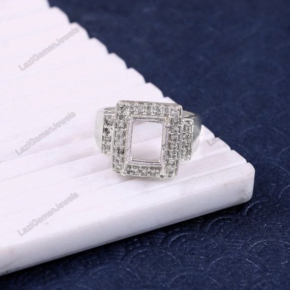 Bague en forme de rectangle en argent sterling 925 Bague semi montee rectangulaire 7 x 9 mm Bague a sertir avec anneau sans pierres precieuses Bijoux en argent Etsy France