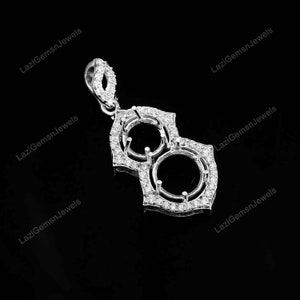 925 Sterling Silber Pren Kerbe runden Anhänger Einstellung , halb montierten runden Anhänger für facettierte Steinfassung , Anhängerrohlinge
