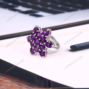 Natural Amethyst Ring, February Birthstone Ring, Statement Ring, Cocktail Ring  925 sterling silver  wedding ring  silver jewelry
