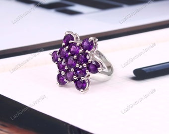 Natural Amethyst Ring, February Birthstone Ring, Statement Ring, Cocktail Ring  925 sterling silver  wedding ring  silver jewelry