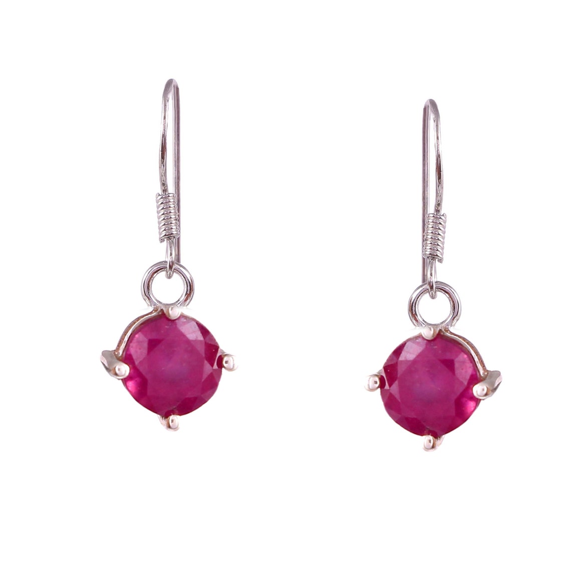 Natural Pink Ruby Earrings-dangle Earrings Sterling - Etsy