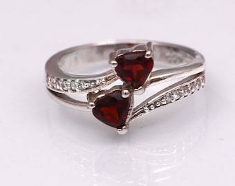 Natural Garnet Ring Statement Ring minimalist jewelry boho Ring 925 sterling silver birthstone ring