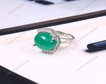 green onyx ring silver ring 925 sterling silver minimalist jewelry wedding ring birthstone ring statement
