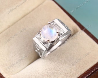 Rainbow Moonstone Ring,925 Sterling Silver, Pear Cut, Natural Moonstone, June Birthstone,Wedding,Engagement,Birthstone,