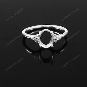 8x10MM Oval Semi Mount Ring-Unique Ring-Without Stone Ring-Ready to be set with your Own Stone-925 Sterling Silver Ring-Prong Setting Ring