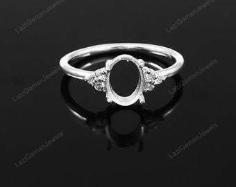 8x10MM Oval Semi Mount Ring-Unique Ring-Without Stone Ring-Ready to be set with your Own Stone-925 Sterling Silver Ring-Prong Setting Ring