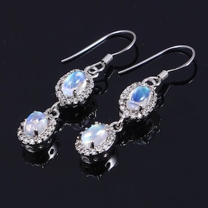 Moonstone Earring,925 Sterling Silver Earring,Rainbow Moonstone Earring,Gemstone Earring,Gift For Her,Dangle Drop Earrings,Jewelry Earrings