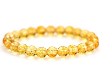 Genuine Citrine Bracelet Precious Gemstone Solar Plexus Chakra Strong Stretch Cord  November Birthstone gift her