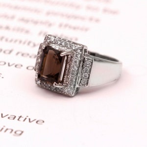 smoky quartz ring / engagement jewelry / solid silver sterling 925 / brown ring / wedding gifts her / statement ring