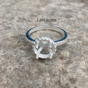 7x7MM Round Semi Mount Ring-Silver Mount Ring-Without Main Stone Ring-925 Sterling Silver Ring-Prong Setting Ring