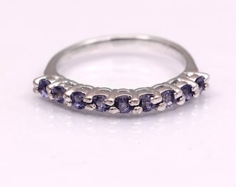 Iolite Ring  Half Eternity Ring Gemstone Ring 925 sterling silver jewelry handmade ring