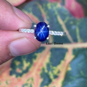 lindy star ring Star Sapphire Ring, Ring for Women, 925 Solid Sterling Silver Ring, Blue Sapphire Ring , Gemstone Ring, Christmas Gift