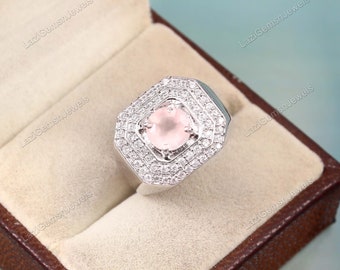 rose quartz ring statement ring 925 sterling silver wedding ring gemstone ring quartz ring