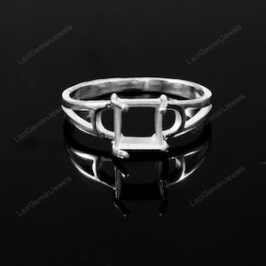 6X6 MM Square Semi Mount Ring-Unique Mount Ring-Without Stone Ring-Wedding Ring-Women Ring-925 Sterling Silver Ring-Prong Setting Ring