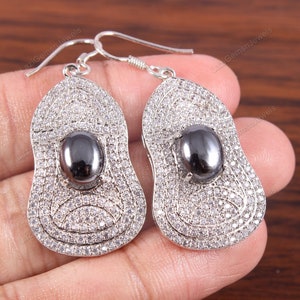Hematite Earrings Minimalist Earrings Dangle Gunmetal earrings 925 Sterling Silver Jewelry Earrings Bridesmaid Gift her Wedding Earrings