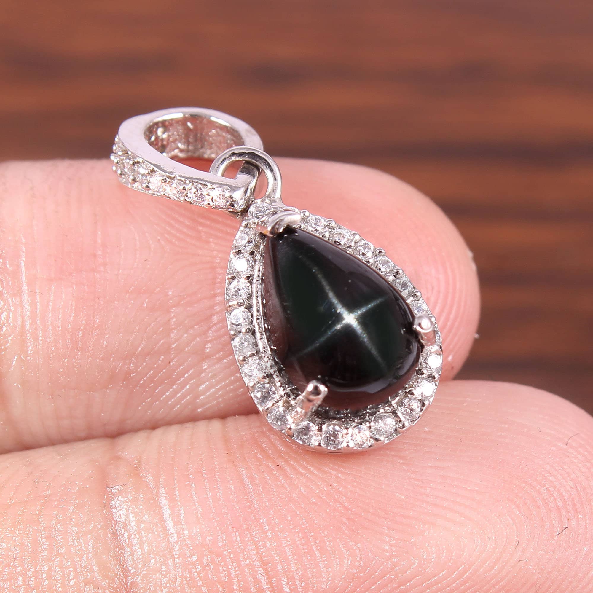 Black Star Sapphire Pendant Sapphire Necklaces Minimalist Etsy