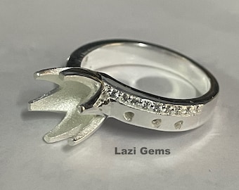 8x8MM Round Semi Mount Ring-Silver Mount Ring-Without Main Stone Ring-925 Sterling Silver Ring-Prong Setting Ring