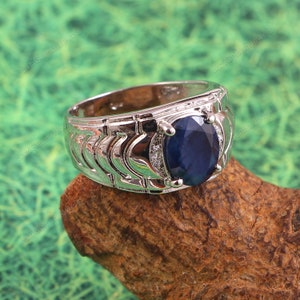 Blue Sapphire Ring, Art deco Ring, Minimalist Ring, Wedding Ring, Statement Ring, 14k gold ring, Bridesmaid Gift her moms Wife Gift her
