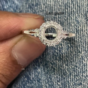 6x6MM Round Semi Mount Ring-Silver Mount Ring-Without Main Stone Ring-925 Sterling Silver Ring-Prong Setting Ring
