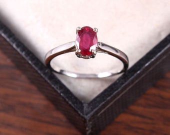 6 MM Round Ruby Gemstone Stackable Ring In 925 Sterling Silver Art Deco Ring!