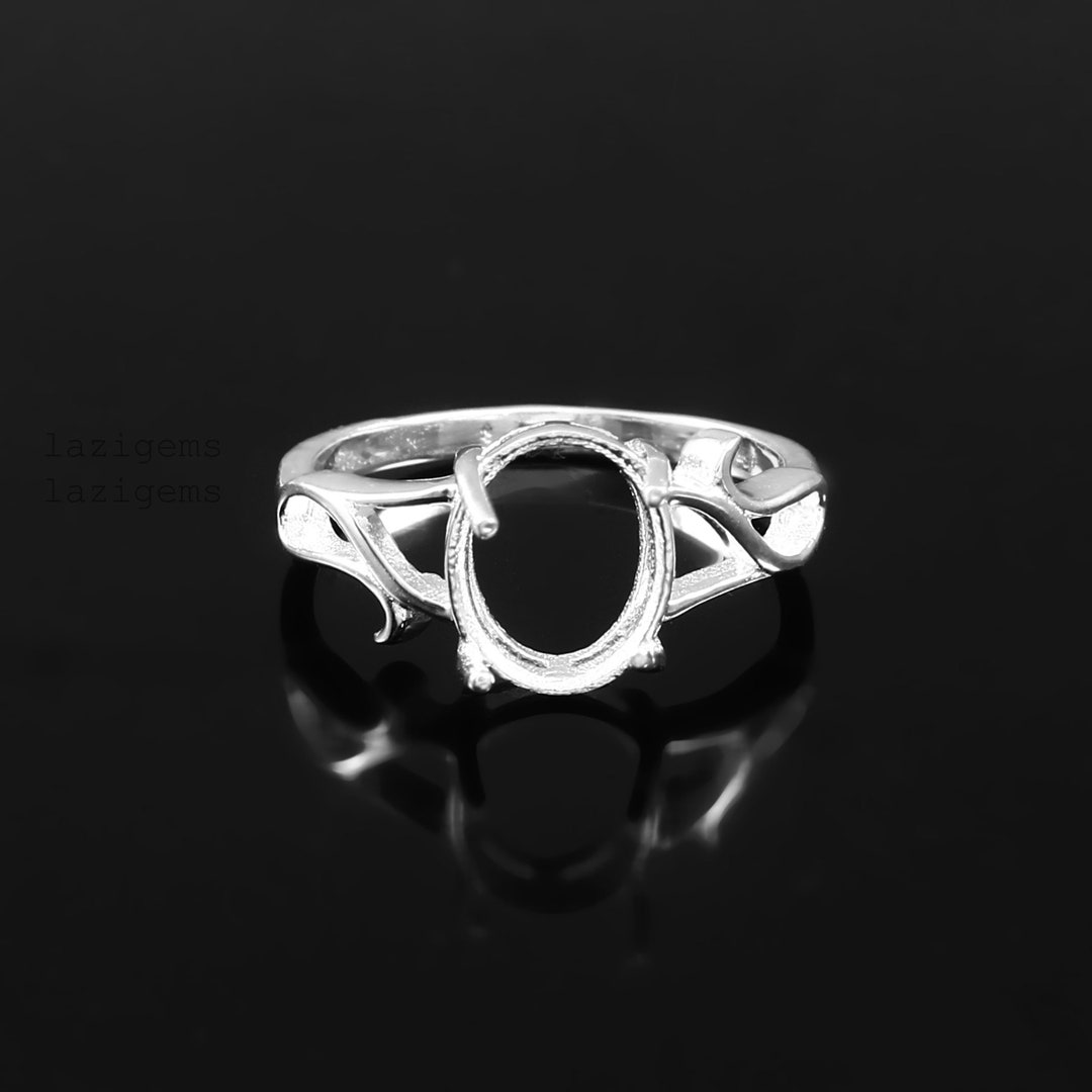 8x10mm Oval Semi Mount Ring, Semi Mount Halo Ring, 925 Sterling
