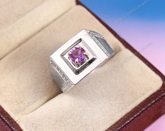 925 Sterling Silver Amethyst Ring , Silver Amethyst Ring, Amethyst Bezel Ring, Gift For Her, Purple Gemstone Ring, Jewelry Ring