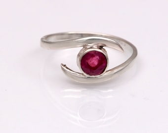 Beautiful 925 Sterling Silver RUBY Facet Cut Red Gemstone Ring  Statement ring - Ruby jewellery / Gemstone jewelry natural ruby ring
