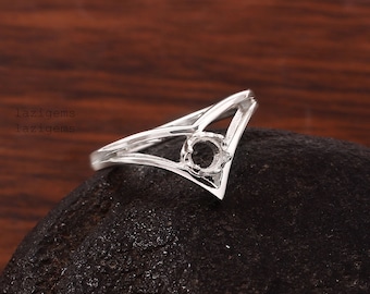 5X5 MM Round Semi Mount Ring-Without Stone Ring-Ready To be Set With Your Own Stone-Mount Ring-925 Sterling Silver Ring-Prong Setting Ring