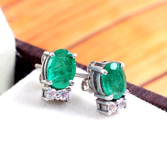 4.20Ct Emerald Cut Moissanite Stud Earrings | D/VVS1 | 14K Solid Yellow Gold