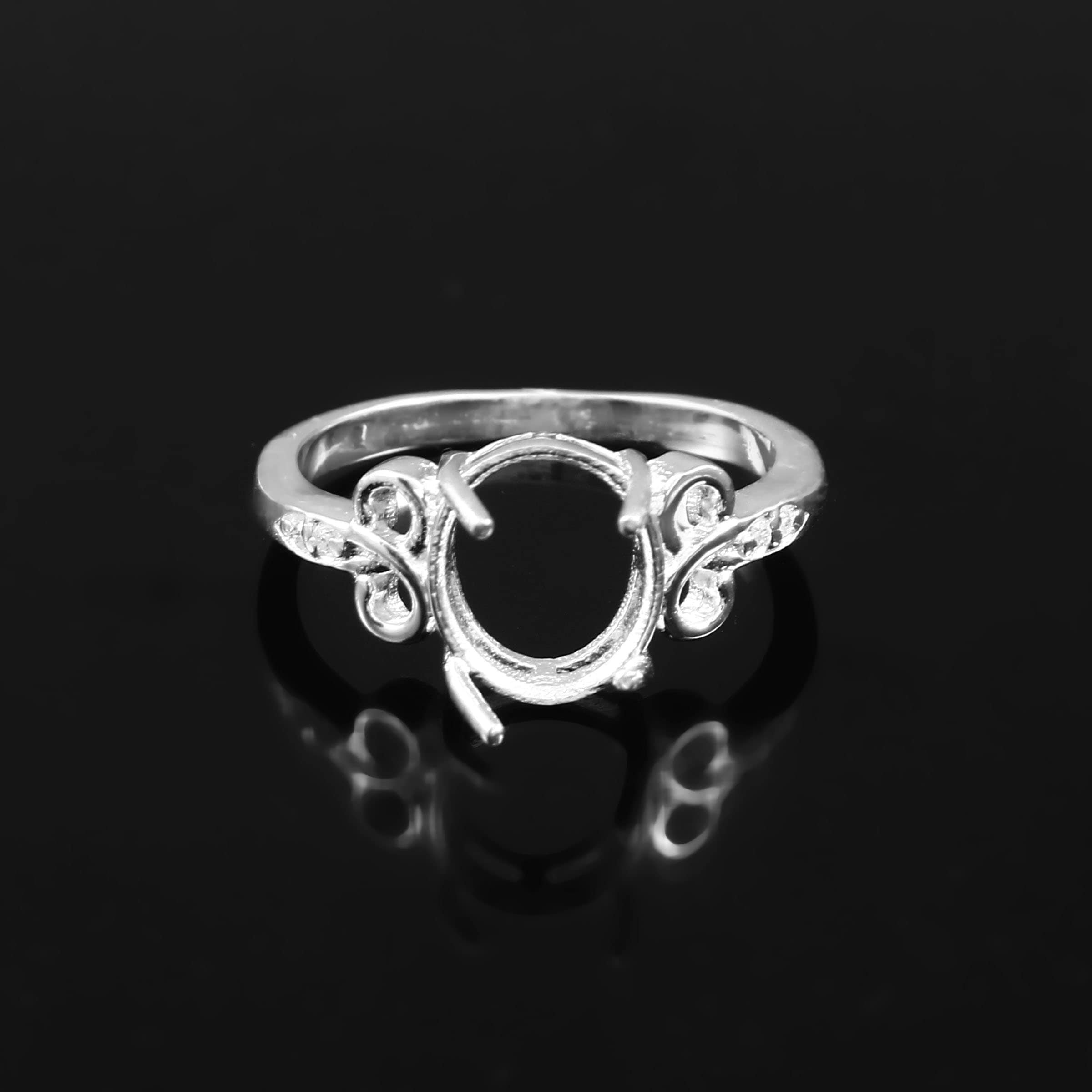 Semi-monture Bague Pierres Précieuses – Argent 925, Forme Ovale 10x8 Mm, Fait Main En Inde, Toutes Tailles Dispo