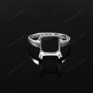 10x10 MM Square Semi Mount Ring-Without Stone Ring-Square Mount Ring-925 Sterling Silver Ring-Wedding Ring-Prong Setting Ring
