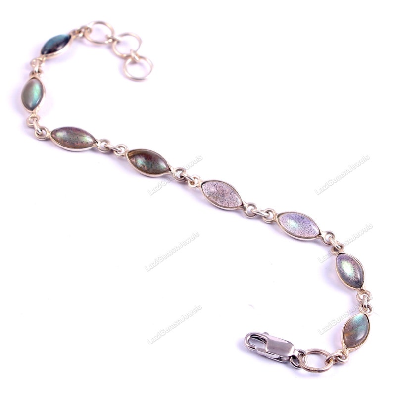 Labradorite Bracelet,Friendship Bracelet,Healing Bracelet,Energy Bracelet,Birthday Present,Gift for Her Women,Marquise 925 Sterling Silver image 1