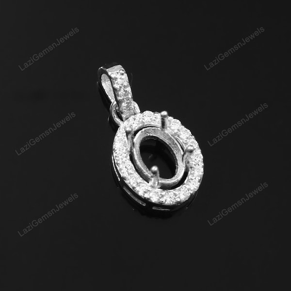 Semi Mount Anhänger, 925 Sterling Silber Anhänger, Stein Einstellung Größe 4x6 mm, 5x7mm, 6x8mm, 7x9mm, 8x10mm, 9x11 mm Oval Form Stein Anhänger