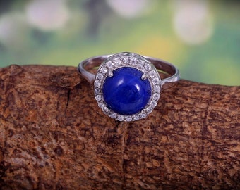 Lapis Lazuli Ring, Lapis Stacking Ring, Round Lapis Ring, Gemstone Ring, Lapis Lazuli Ring, Gemstone Stacking Ring, Anniversary Ring For Her