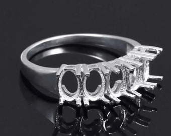 Semi Mount 4x5MM 5 stone ring Blank ring 925 sterling silver semi mount jewellery setting 8MM semi mount Round 5 stone Ring