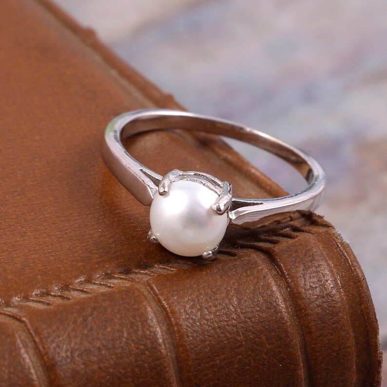 925 Sterling Silver Vintage Style Ring Gift For Women Her Handmade Ring Ring Pearl Art Deco Ring Statement Ring Boho Ring Gift for