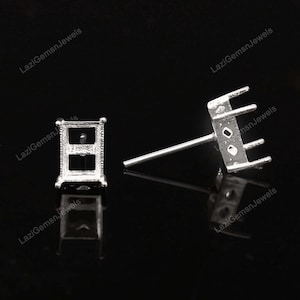 4x6MM bis 12x16MM semi montieren Rechteck Ohrstecker mit aus Stein Ohrringe 925er Silber-Prong Einstellung Ohrstecker Rohlinge Schmuck