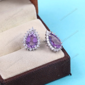 Pear Amethyst Stud , Purple Earrings , Natural Amethyst Earrings , Stud Earrings , February Birthstone ,gemstoneEarrings,Wedding Earrings