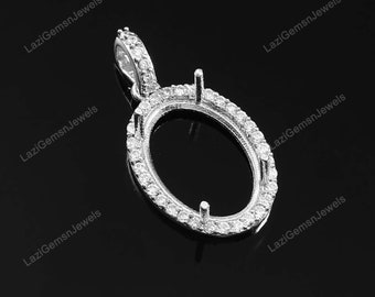 Semi Mount Pendant, 925 Sterling Silver Pendant, Stone Setting Size 4x6 mm, 5x7mm, 6x8mm, 7x9mm, 8x10mm, 9x11 mm Oval Shape Stone Pendant