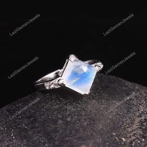 Rainbow Moonstone Ring, Sterling Silver Ring, Beautiful Ring, Jewelry Ring, Natural Stone, Ring For Women, Band Ring, Christmas Gift