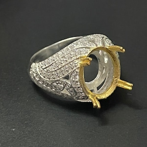 10x12MMMOval Cut Semi Mount Ring-Unset Semi Mount Ring-Without Gemstone Ring-Ready to be Set With Your Own Stone-Men Ring-Prong Setting Ring
